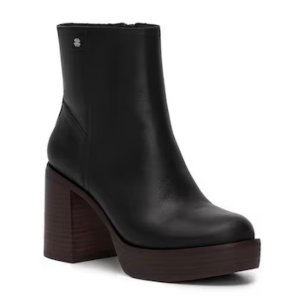 Lucky Brand Olliner Platform Bootie Matte‎ (Black) size 9.5 M chunky leather zip